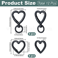6Pcs Heart Spray Painted Alloy Swivel Clasps&nbsp;FIND-SC0021-60
