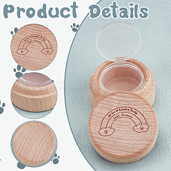 Carved Wood Baby Tooth Keepsake Cases with Lids&nbsp;CON-WH0100-09B