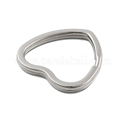 304ステンレススチール製スプリットキーリング  キーホルダー留め金のパーツ  ステンレス鋼色  ハート  31x31.5x4.5mm  内径：23x23mm&nbsp;STAS-A111-01B-P
