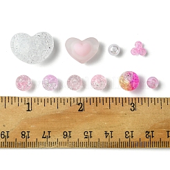 DIY ラウンド アクリル ビーズ ジュエリー作り ファインディング キット  ピンク  4~16x4~21x4~10.5mm  穴：1~2.5mm&nbsp;DIY-FS0007-05