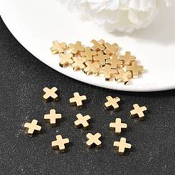 シェグレイスの真鍮ビーズ  クロス  カドミウムフリー＆ニッケルフリー＆鉛フリー  18KGP本金メッキ  8x8x3mm  穴：1.4mm&nbsp;XGR0110G-128G
