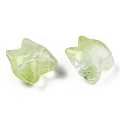 透明なスプレー塗装ガラスビーズ  クマ  薄緑  13x13x9mm  穴：1.2mm&nbsp;LS-GLAA-N035-034-C03