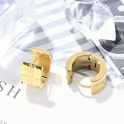 304ステンレススチール製女性用フープピアス  316サージカルステンレススチール製耳ピン付き  イオンプレーティング（ip）  リング  ゴールドカラー  13x7mm&nbsp;EJEW-C096-39G