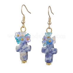 Natural Blue Spot Jaspen Dangle Earrings&nbsp;EJEW-JE06859