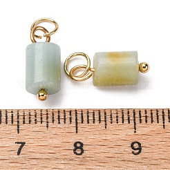 Natural Flower Amazonite Column Charms with 304 Stainless Steel Jump Rings&nbsp;G-Q032-01G