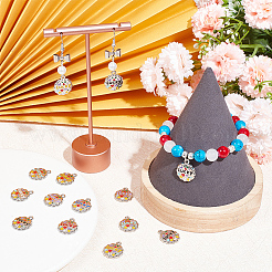 50本合金エナメルペンダント  幸運の言葉の花  プラチナ  ミックスカラー  17x14x2mm  穴：1.5mm&nbsp;ENAM-SC0007-75