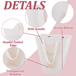 Trapezoid Paper Flower Gift Tote Bags with Plastic Visible Window&nbsp;ABAG-WH0045-25C