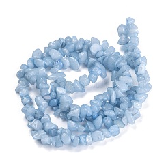 染め加工天然のアクアマリンビーズ連売り  チップ  3~16x3~8mm  穴：0.7mm  80~81cm&nbsp;G-F703-12