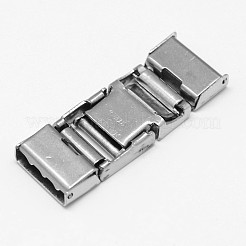 変色防止長方形201ステンレススチール時計バンド留め金  ステンレス鋼色  33x11x4mm  穴：1x10mm&nbsp;STAS-F067-15