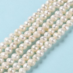 天然養殖淡水パールビーズ連売り  ポテト  グレードA  パパイヤホイップ  6~7x5~6mm  穴：0.6mm  約61個/連  13.86~13.98インチ（35.2~35.5cm）&nbsp;PEAR-E018-72