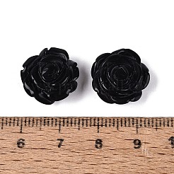 天然黒曜石の彫刻ビーズ  花バラ  片穴  15~17x15~17x7~10mm  穴：1~1.2mm&nbsp;G-Q601-41A-03