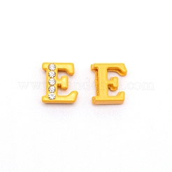 ラインストーンスライドレターチャーム  合金の最初の文字ビーズ  スプレー塗装  文字.e  E：11.5x10x4.5mm  穴：1.5x8mm&nbsp;RB-TAC0002-01E