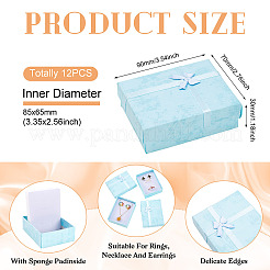 厚紙のジュエリーセットボックス  ジュエリーパッケージ用品  ちょう結びの長方形  ライトシアン  9x7x3cm&nbsp;CON-TAC0006-06B