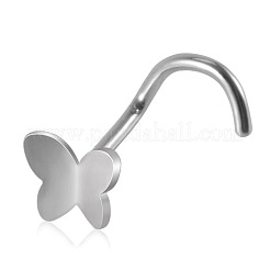 304ステンレススチールフィッシュテールノーズリング  蝶  ステンレス鋼色  7mm  ピン：0.8mm&nbsp;WGAA0D0-02