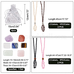 Macrame 7 Chakra Natural Stone Pendant Necklace DIY Making Kit&nbsp;DIY-FH0003-96
