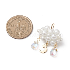 Pearlized Glass Pearl Beads Pendants&nbsp;PALLOY-MZ01101-03
