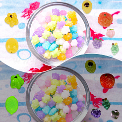 42個 7スタイル 蓄光樹脂カボション  3dフルーツ  混合図形  ミックスカラー  10~33x10~26.5x4.5~25.5mm&nbsp;RESI-DR0001-08