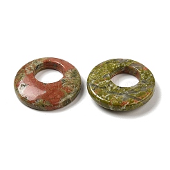 天然石ユナカイトペンダント  ドーナツ/円盤チャーム  27.5~28x4.5~5.5mm&nbsp;G-T122-76F