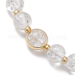 8mm ラウンドスプレー塗装クラックルガラスビーズストレッチブレスレット  女性用模造オーストリアクリスタル＆合金エナメルフラワーチャームブレスレット  透明  内径：2-1/2インチ（6.4cm）&nbsp;BJEW-JB10534-01