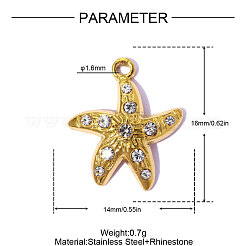304 Stainless Steel Rhinestone Pendants&nbsp;STAS-OY015-46G
