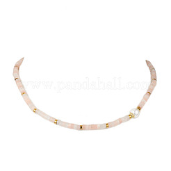 3Pcs 3 Styles Round Shell Pearl & Dyed Natural Magnesite & Pink Aventurine & Chinese Southern Jade Heishi Beaded Necklaces&nbsp;NJEW-JN05300