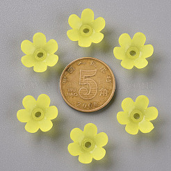つや消しアクリルビーズキャップ  6花びら  花  きいろ  14x6mm  穴：2mm  約1660個/500g&nbsp;MACR-S371-07A-717