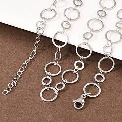 304 Stainless Steel 10MM and 14MM Ring Link Chain Necklaces&nbsp;NJEW-P343-02C-P