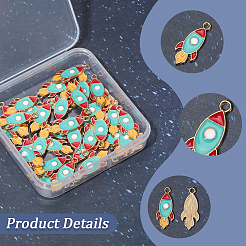 50Pcs Light Gold Plated Alloy Enamel Pendants&nbsp;ENAM-SC0007-83
