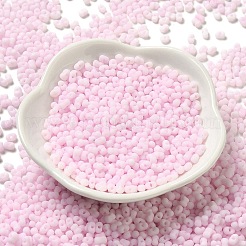 ガラスのフロストシードビーズ  ピーナッツ  ピンク  3.5~4x2~2.5x2~2.3mm  穴：0.8mm  約8000個/ポンド&nbsp;SEED-K009-05B-02