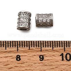 真鍮製マイクロパヴェキュービックジルコニアビーズ  コラム  プラチナ  7.5x6mm  穴：2.8mm&nbsp;KK-Z126-09P