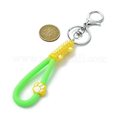 猫の足跡プリント PVC & 鉄合金 ロブスター クロー クラスプ キーチェーン  芝生の緑  180mm&nbsp;KEYC-JKC01104-03