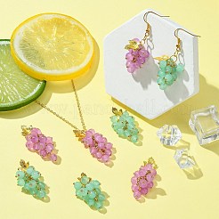 10 個 2 色模造翡翠ガラスペンダント  真鍮製の金具と304ステンレススチール製の丸カン付き  ブドウのチャーム  ミックスカラー  45mm  5個/カラー&nbsp;FIND-CJ0002-05