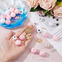 母の日のDIYジュエリー探しキット  アクリル＆樹脂ラインストーン＆シリコンビーズ含む  真鍮＆合金ペンダント  愛という言葉、ママ  ミックスカラー  30個/箱&nbsp;DIY-DC0002-34