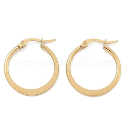304ステンレススチールフープピアス  低刺激性のイヤリング  ゴールドカラー  24~26x2mm  ピン：0.7x1mm&nbsp;EJEW-F105-22G