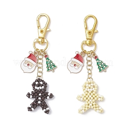 2Pcs Christmas Seed Glass Beaded Gingerbread Man Pendant Decorations&nbsp;HJEW-MZ00399