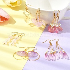 DIY Leaf & Flower Glass Earrings Jewelry Making Kits&nbsp;DIY-FS0007-06