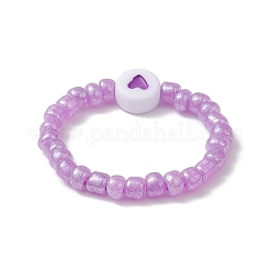 Acrylic Flat Round with Heart Finger Rings&nbsp;RJEW-JR00685