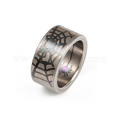 304ステンレススチール指輪  クモの巣  ステンレス鋼色  10mm  usサイズ7 1/4(17.5mm)&nbsp;LS-RJEW-A074-02P