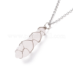 Natural Gemstone Bullet Pendant Necklaces&nbsp;NJEW-JN03870