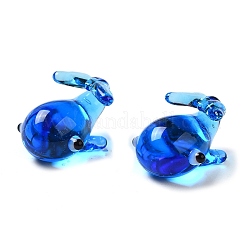 手作りランプワーク家の装飾  ギフト用の3Dクジラの装飾品  ブルー  16.5~17x12.5~13x10~11mm&nbsp;X1-LAMP-K039-09
