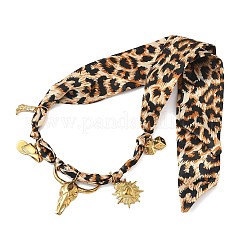 Cowboy 304 Stainless Steel & Natural Tiger Eye Cattle Heart Boot Pendant Necklaces&nbsp;NJEW-F372-01G
