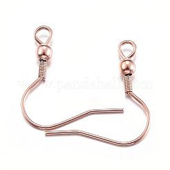 イオンプレーティング(IP) 304 ステンレススチール ピアスフック  水平ループ付き  ローズゴールド  20x19mm  穴：2mm  20ゲージ  ピン：0.8mm&nbsp;STAS-D167-61RG