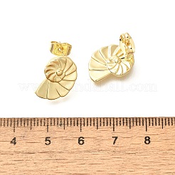 真鍮製スタンドピアス  巻き貝  18KGP本金メッキ  15x11mm&nbsp;EJEW-B118-05G