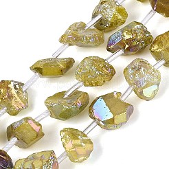 Dyed Electroplate Raw Rough Natural Amethyst Beads Strands&nbsp;G-Q610-05G