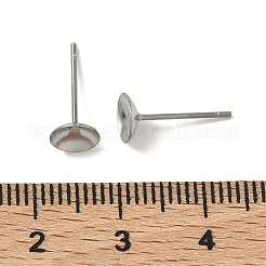 変色しない304ステンレススチールポストスタッドピアス金具  ステンレス鋼色  6mm  ピン：0.8mm&nbsp;X-STAS-R063-50