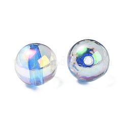 UVメッキ透明レインボー虹色アクリルビーズ  ラウンド  藤紫色  16x15.5mm  穴：3mm&nbsp;OACR-F004-01C