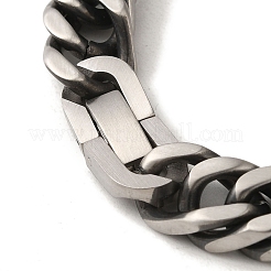 304ステンレススチールキューバチェーンブレスレット女性男性用  アンティークシルバー  8-1/2インチ（21.5cm）  リンク：10x15x2mm&nbsp;BJEW-Q341-15C-AS