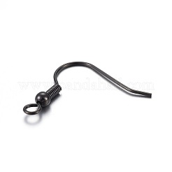 304ステンレススチールピアスフックイオンプレーティング（IP）  水平ループ付き  電気泳動黒  20.5x21mm  穴：2.5mm  22ゲージ  ピン：0.6mm&nbsp;STAS-L211-16-B