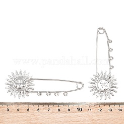 サン304ステンレススチール製安全ピンブローチ金具  ループが4つ付いたキルトピン  ステンレス鋼色  77x30x9mm  穴：2mm&nbsp;SA-CBA098D-13D-P