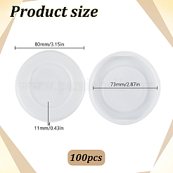 プラスチック紙チューブキャップ  フラットラウンド  ホワイト  80x11mm  内径：73mm&nbsp;KY-WH0049-68B